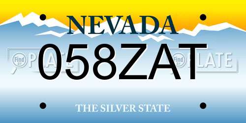 058ZAT Nevada License Plate