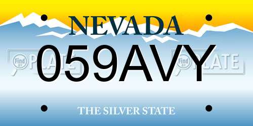 059AVY Nevada License Plate