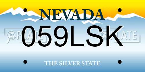 059LSK Nevada License Plate