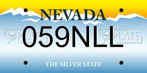 059NLL Nevada License Plate