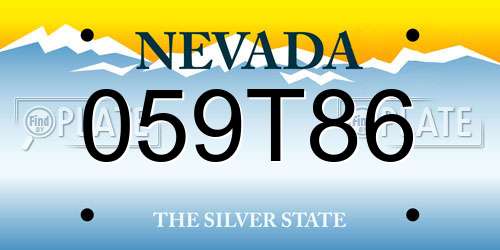 059T86 Nevada License Plate