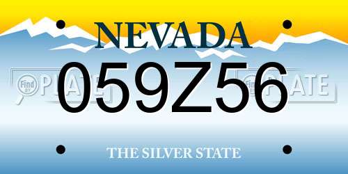 059Z56 Nevada License Plate