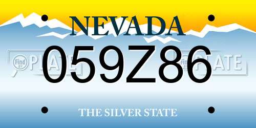 059Z86 Nevada License Plate