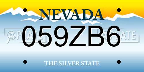 059ZB6 Nevada License Plate