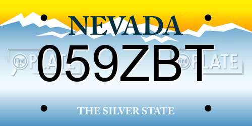 059ZBT Nevada License Plate