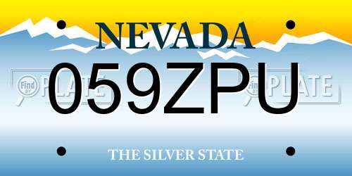 059ZPU Nevada License Plate