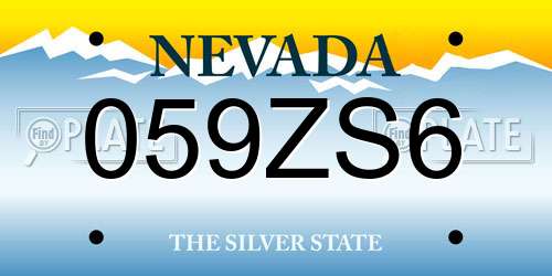 059ZS6 Nevada License Plate