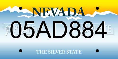 05AD884 Nevada License Plate