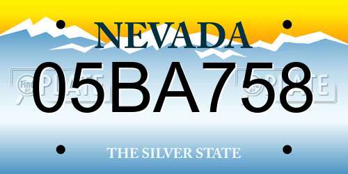 05BA758 Nevada License Plate