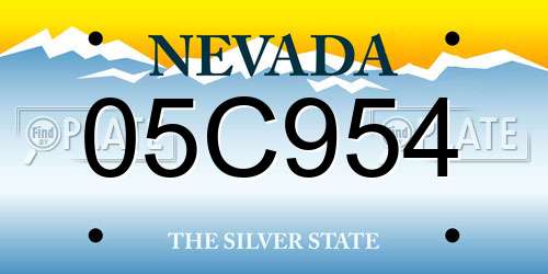 05C954 Nevada License Plate