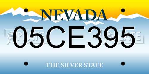 05CE395 Nevada License Plate
