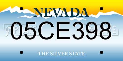 05CE398 Nevada License Plate