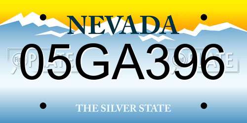 05GA396 Nevada License Plate