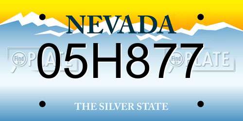 05H877 Nevada License Plate