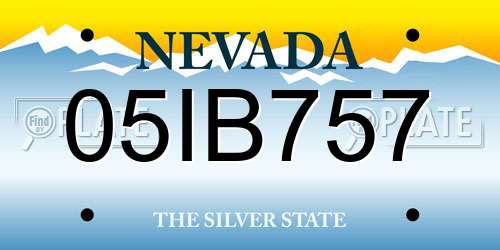 05IB757 Nevada License Plate