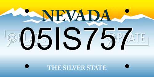 05IS757 Nevada License Plate
