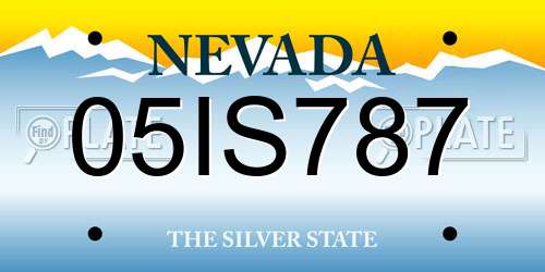 05IS787 Nevada License Plate
