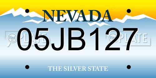05JB127 Nevada License Plate
