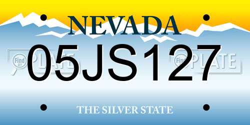 05JS127 Nevada License Plate