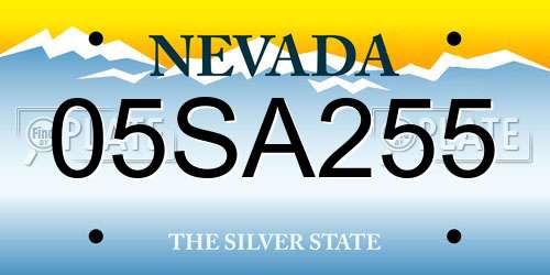 05SA255 Nevada License Plate