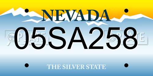 05SA258 Nevada License Plate