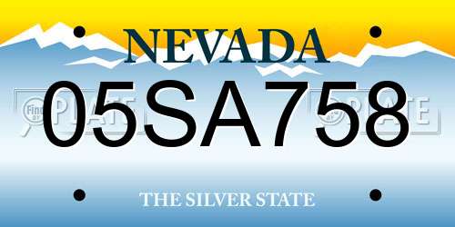 05SA758 Nevada License Plate