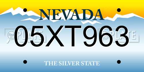 05XT963 Nevada License Plate