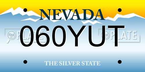 060YUT Nevada License Plate