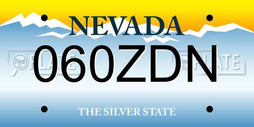 060ZDN Nevada License Plate