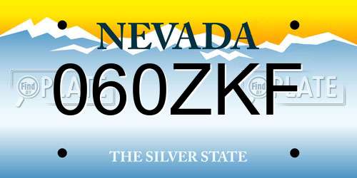 060ZKF Nevada License Plate