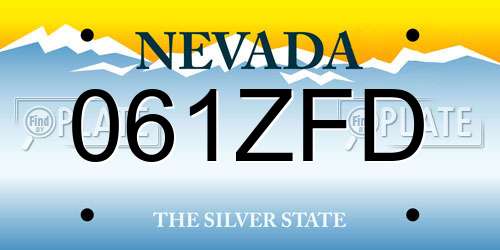 061ZFD Nevada License Plate