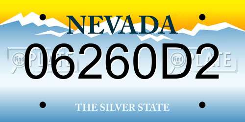 06260D2 Nevada License Plate