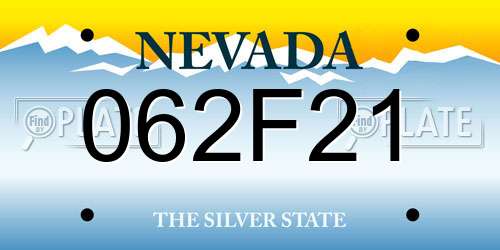 062F21 Nevada License Plate
