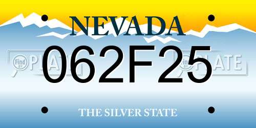 062F25 Nevada License Plate