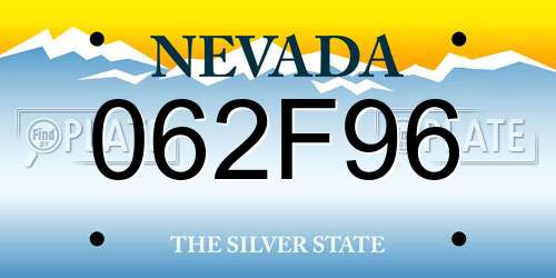 062F96 Nevada License Plate