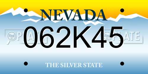 062K45 Nevada License Plate