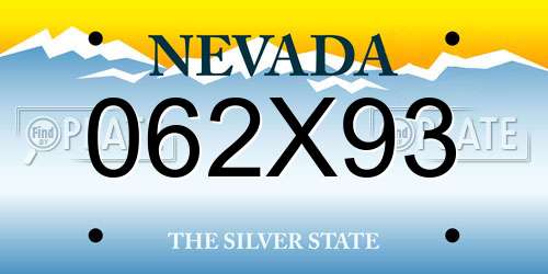 062X93 Nevada License Plate