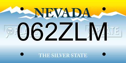 062ZLM Nevada License Plate
