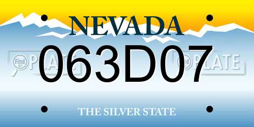 063D07 Nevada License Plate