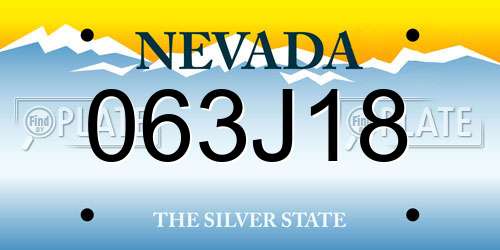 063J18 Nevada License Plate