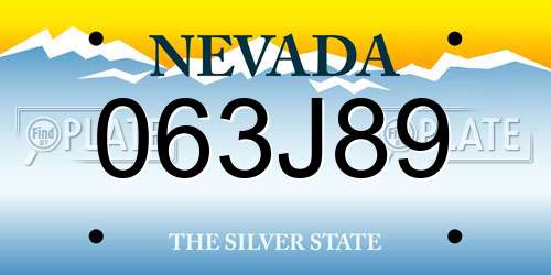 063J89 Nevada License Plate
