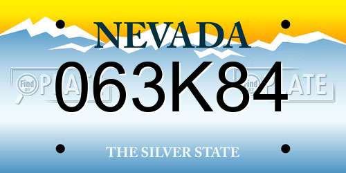 063K84 Nevada License Plate