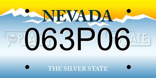 063P06 Nevada License Plate