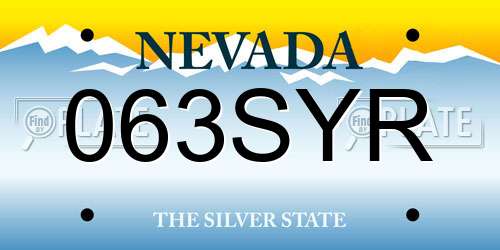 063SYR Nevada License Plate