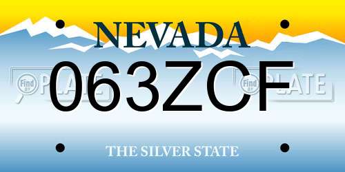 063ZCF Nevada License Plate
