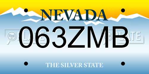 063ZMB Nevada License Plate