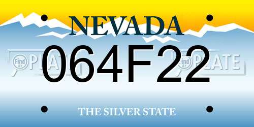 064F22 Nevada License Plate