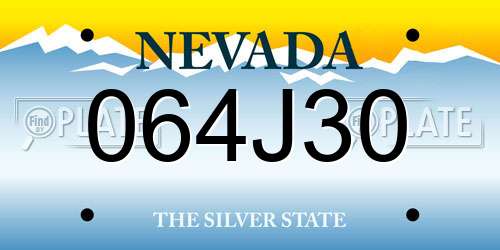 064J30 Nevada License Plate