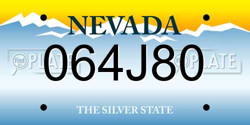 064J80 Nevada License Plate