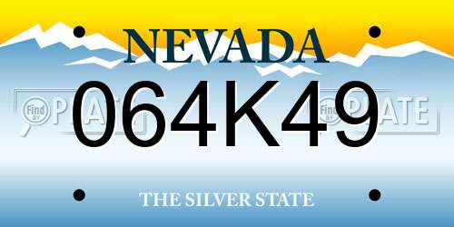 064K49 Nevada License Plate